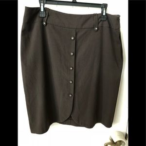 Larry Levine Chocolate Brown A-Line Stretch Skirt